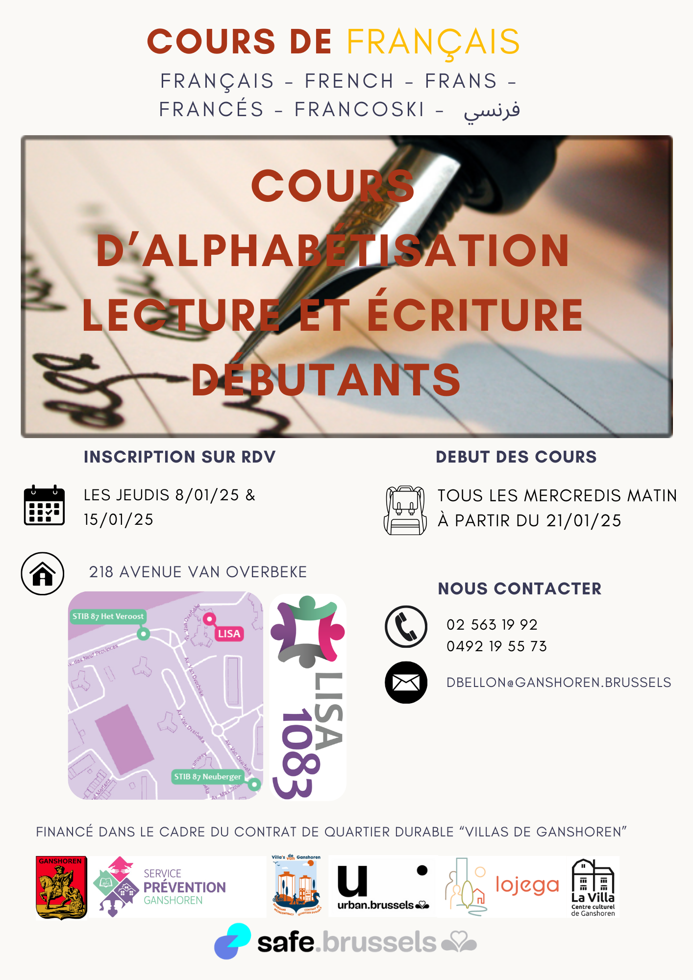 Affiche Cours Lecture et Ecriture - Janvier 2026